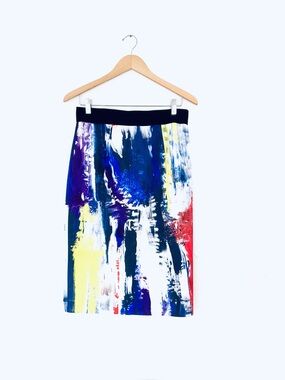 MILLY Abstract Multi Watercolor Bodycon Pencil Skirt Sz 10